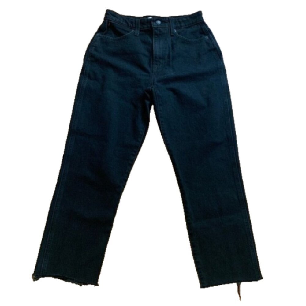 Sunday Best‎ Black High Rise Crop Frayed Denim Jeans Size 6 Classic Minimal Zola